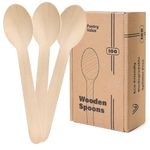 Pantry Value [100 Count] Disposable Wooden Spoons, Splinter-Free Biodegradable, Eco-Friendly Utensils for Outdoors, Parties, and Events