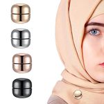 SANNIDHI® 4 Pairs Hijab Pins Round Hijab Magnetic Pins for Women Girls Multi-Use Pinless Magnet Pins for Hijab Muslim Scarf Saree Pins Clothing Button Clip