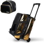 2 Ball Bowling Bag with Wheels + 1 Ball Color Matching Add On Tote,Rolling 3 Ball Bowling Bag with Shoe Compartment for Shoes (Up To US Mens Size 16)，Retractable Handle - Extends to 40"