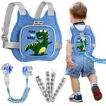 SNOWIE SOFT® Baby Leash and Harness Cartoon Backpack Style Toddlers Safety Harness with Anti Lost Wrist Link & Reflective Leash Outdoor Strolling Toddler Harness Baby Walking Support Harness