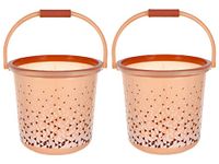 Kuber Industries Tinted Print Plastic Bucket for Home/Kitchen/Office/with Handle, 18 Litre Pack of 2 (Brown)-46KM0340, Standard