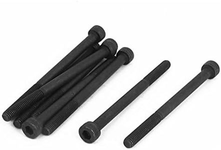 sourcing map 8pcs M5 x 70 mm Vis à tête cylindrique à six pans creux hexagonale boulon en acier allié 12.9 demi-filetage Noir