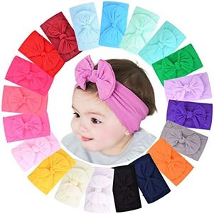 jollybows 20pcs Baby Girls Nylon Headbands Turban Hair Bows Hair Band Elastic Hair Accessories for Kids Toddlers Infants Newborn