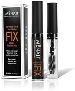 MËNAJI The Fix - Mens Beard and Brow Gel - Hold and Setting Gel with Spiral Brush - Durable and Long Lasting - Keep Facial Hair in Place - Brow and Beard Gel Clear -Stocking Stuffer for Men -0.25 Oz