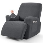 VANSOFY Oversized Recliner Chair Cover, 4-Pieces Stretch Recliner Covers for Recliner Chair Soft Reclining Chair Slipcover Jacquard Pattern Furniture Protector for Dogs Cats(Charcoal Gray)