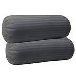 Trance Home Linen 100% Cotton 16x32 inch 200TC Striped Bolster Cover | Round Bed Side Long Bolster Pillow Cover to fit 24" Length 9" Dia | Pack of 2 Bolster Cover only (16x32 inch,Dark Grey)