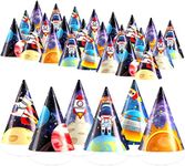 30 Pcs Kids Outer Space Birthday Party Hats Cone Hats for Kids Outer Space Birthday Party for Trip to The Moon Space Party Toddlers Baby Space Games Party Decoration