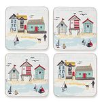 Cooksmart Pack of 4 Drink Coasters | British Designed Eco Cork Drinks Coasters For Modern Homes | Coasters For Drinks For All Types of Cups & Mugs - Seadside