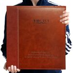 ZOVIEW Magnetic Self-Stick Page Photo Album, Family Album, Leather Cover, Hand Made DIY Albums Holds 3X5, 4X6, 5X7, 6X8,8X10 Photos (Red Brown)