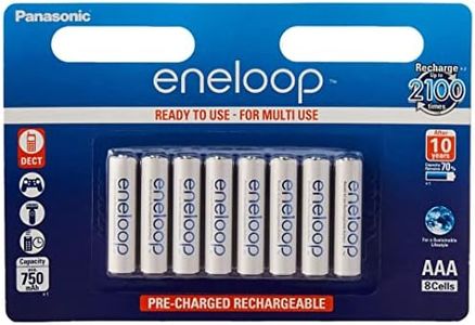 Panasonic Eneloop AAA Micro 750mAh Eneloop NiMH Ready to Use Rechargeable Battery BK-4MCCE (8 Classic Batteries),White