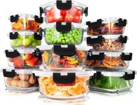 MEETOZ 12 Pack Glass Food Storage Containers with Lids, Stackable Design with Newly Innovated Hinged Locking lids for Lunch, Food Storage, Meal Prep, Safe in Fridge, Dishwasher Safe for Easy Clean