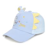 TOTOMO Baby Cap Blue Baseball Hat Sun Animal Printed Caps Summer Hat with Strap for Travel, Kids, Baby Girl & Boy - 7-8 Years