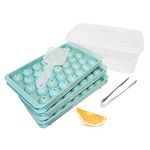 ORNA Round Ice Cube Tray with Lid, Bin, Scoop and Tongs - Ice Ball Maker 1in x 99 pcs, 3 Trays – Ice Sphere Mould for Chilling Whiskey, Tea, Coffee, Cocktail – Turquoise