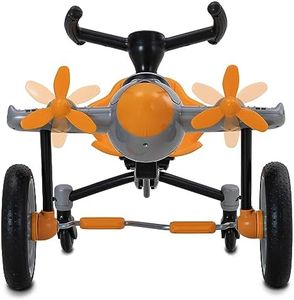 Rollplay Flex Pedal Drifter Go Kart for Kids Featuring Rear Swivel Wheels, Space-Saving Folding Function for Easy Storage, and Airplane Design with Twin Propellers
