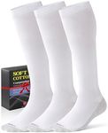 Bbfrey Men's Cotton Compression Socks for Men 20-30mmHg - Knee High Compression Socks for Flying Travel & Athletic