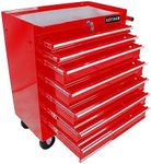 7-Drawers Multifunctional Tool Boxes on Wheels, Lockable 4" Casters Tool Cart Cabinet, Powder-coated Steel Rolling Tool Chest with Key for Garage, Warehouse, Repair Shop, 231LBS Capacity - Red