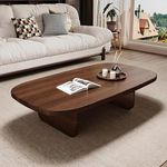 REDWOOD Solid Sheesham Wood Oval Centre Coffee Table for Living Room | Wooden Sofa Hall Tea/Teapoy Table for Home Office and Lounge | Rosewood, Walnut Finish