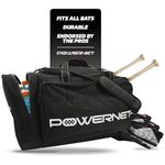 PowerNet Pro Duffle Bag | Baseball Softball Equipment Gear Dual Bat Carrier | Built-In Cooler Pocket | 2 Internal Bat Sleeves | Padded Shoulder Strap