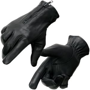 Milwaukee Leather SH226D Men's Black Unlined Leather Lightweight Motorcycle Hand Gloves W/Wrist Zipper Closure - Large