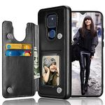 Tekcoo Wallet Case for Motorola Moto G Play (2021), Premium Minimalist PU Leather ID Cash Credit Card Holder Slots Magnetic Closure Kickstand Folio Flip Slim Hard Protective Cover [Black]