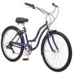 Schwinn Mikko Adult Beach Cruiser Bike, Featuring 17-Inch/Medium Steel Step-Over Frames, 7-Speed Drivetrains, Navy