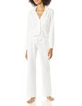 Amazon Essentials Women's Cotton Modal Long-Sleeve Shirt and Full-Length Bottom Pyjama Set (Available in Plus Size), White, M