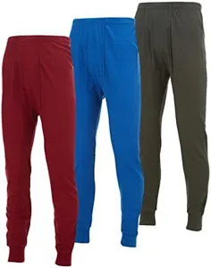 Mens Thermal Long John Pants - Thermal Bottom Base Layer for Tshirts & Jackets - Lightweight Thermal Underwear Mens - 3 Pack