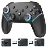 Wireless Switch Controller,Switch Pro Controllers for Nintendo Switch/Lite/OLED/PC,Bluetooth PC Gaming Controller with 9-Color RGB LEDs, 950mAh Battery, Programmable Buttons,Gyro Axis,Turbo, Black