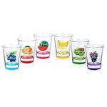 POPUBABI Swear Fruit Shot Glasses - 21st Birthday Gifts for Her Him, Cute Glass Cups with Funny Quotes, White Elephant Gifts for Men Women, for Whiskey, Tequila, Vodka & Spirits (6 pcs, 1.6oz)