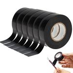 Electrical Tape, 6 Pcs Black Waterproof Tape, Adhesive Gaffer Tape for Flame Retardant, 0.6Inch * 49.2FT