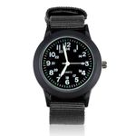 IBEIKE Military Watches for Boys, Men's Watches Analog Quartz Watch Army Tactical Sports Watch, Wrist Watch for Unisex Nylon Strap, Casual Minimalist Wristwatch for Outdoor Camper Work (Black)