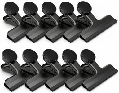 Chip Clips Bag Clips, 10 Pack Strong Magnetic Bag Clip Silicone-Covered Edges No Scratch Airtight Seal, Stainless Steel Heavy Duty Food Clip for Fridge Kitchen Food Storage, Black