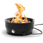Large Outdoor Propane Gas Fire Pit 60,000 BTU/h, 24 inch with Lid - Modern Lake Country 800 Fire Bowl for Patio, Black