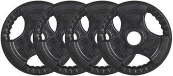 Standard Rubber Coated Weight Plate for Dumbbell and Barbell - Premium Quality Weighted Rubber Coated Plates 28mm Center Hole,Gym Equipment Accessories Body Building, Weightlifting, CrossFit, Fitness Strength Weight Training 1.25kg to 20kg (1.25kg x4)