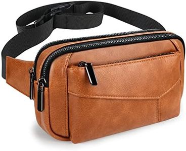 Leather Fanny Packs for Women Men, Fashionable Black Fanny Pack Crossbody Bags for Girls Boys, Plus Size Waist Pack Cute Belt Bag, Adjustable Brown Hip Pack Bum Bag for Travel Disney Hiking Running, Brown Leather Fanny Pack, Medium, Small Fashionable Unisex Plus Size Friendly Casual Unisex Cycling Running Bike