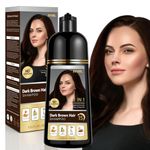 Dark Brown Hair Dye Shampoo for Gray Hair, Instant Natural Hair Color Shampoo for Women & Man, 3-In-1 & Semi-Permanent, Herbal Ingredients & Ammonia-Free, Fast Acting and Long Lasting, 500ml