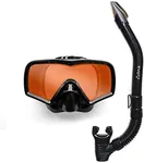 EVO Hi Definition Mask and Snorkel Combo - Single Lens - Snorkel Mask Adult - Scuba Mask and Snorkel Set Adult - Scuba Diving Mask with Valve - Dive Mask - Scuba Diving Accessories - Scuba Gear