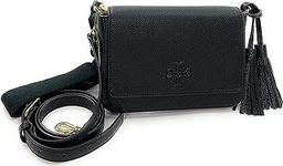 Tory Burch 144688 Thea Flap Black With Gold Hardware Leather Women's Crossbody Bag, Black