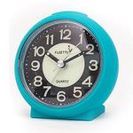 FLOITTUY Portable Travel, Loud Beep Sound Battery Alarm Clock with Snooze and Light,Silent with Non Ticking,Luminous, Ultra Small(Sky Blue)