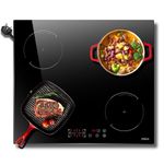 Hobsir hob Plug in Induction Hob 4 Zones Electric Hob 60cm Bulit-in cooktop, Timer, Child-safety Lock,13 Amp