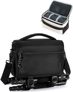 BAGSMART Small Camera Bag for Photographers, Compact Camera Shoulder Bags for DSLR/SLR/Mirrorless Cameras, Waterproof Crossbody Camera Case with Tripod Holder, Black