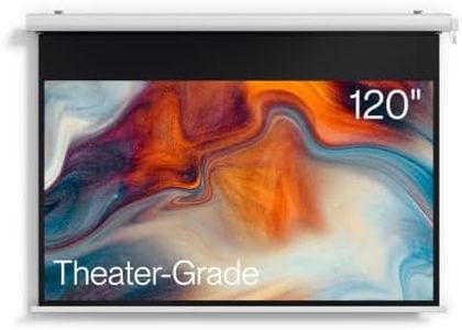 Valerion 120" Motorized Projector Screen, Outdoor Waterproof Drop-Down Screen, 2 Recharges Yearly, 4K/8K Ultra HD, Wrinkle-Free, Aluminum Frame, for Theater-Grade Home & Backyard Movie Night