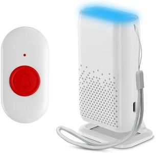 Avisador Personas Mayores, Timbre inalámbrico para Personas Mayores USB Recargable, botón Emergencia Ancianos, Alarma para Personas Mayores con vibración, luz y Tono de Llamada