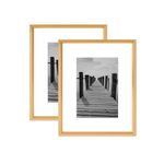 KTKDE 12x16 Aluminum Picture Frame Set of 2, Poster Frame - A3 Picture Frame 12x16 Gold Frame with Ivory Color Mat for 8.5x11 Photo - 16 by 12 Metal Photo Frame - Wall Display (Gold)