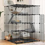 YITAHOME 4 Tier Cat Cage Large Cat Enclosures with Hammock Detachable Metal Wire Crate Kennels Indoor/Outdoor Small Animal House Fence for 1-4 Cats,DIY Pet Crate Playpen, 105 x 105 x 140 cm