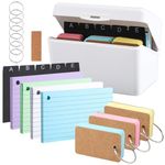 saerryor 3 X 6 inch Index Card Box, 350 Pcs Revision Cards with Dividers and Index Cards, Card File Storage Box for Flash Cards Business Cards School Office(White)