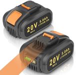 2 Pack 20V 5.0Ah Battery for Worx W