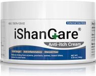 ishancare Anti Itch Cream Extra Strength, Oatmeal Soothing Skin Itch Relief Ointment for Rash, Dermatitis, Eczema, Psoriasis, Hives, Sun, Bites, Poison Ivy, Large Can 3.5 oz