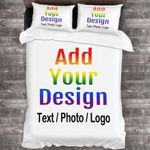 ZZTBQ Personalised Bedding, Custom Duvet cover, Personalized Kids Duvet Cover Sets Custom Bedding Set with Photo & Text Custom Photo Text Logo Duvet Cover Set Gift for Family Girls Boys