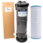 Set SunSolar Energy Technologies Pool Cartridge Filter System 90SF Filter Area for Pools up to 15 000 Gallons. Union Fittings for 1.5" Pipe Included.